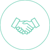 icono verde corporativo manos acuerdo